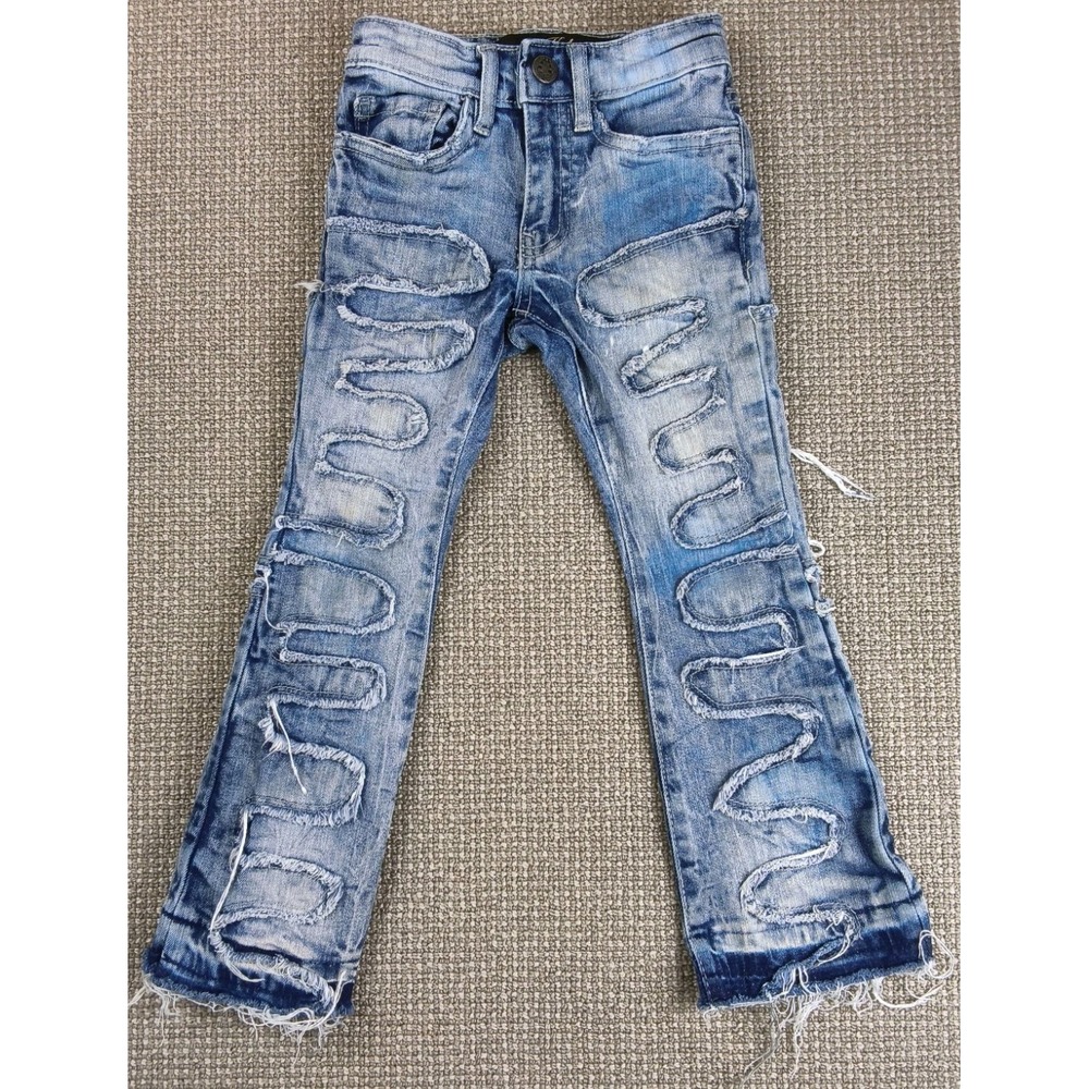 Jordan Craig Martin Stacked Python Denim Jeans Blue Wave Distressed